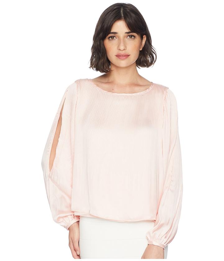 Romeo & Juliet Couture Cold Shoulder Pleated Blouse (pink Salt) Women's Blouse