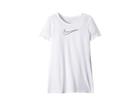 Nike Kids Pro Short Sleeve Top (little Kids/big Kids) (white/white/black) Girl's Clothing