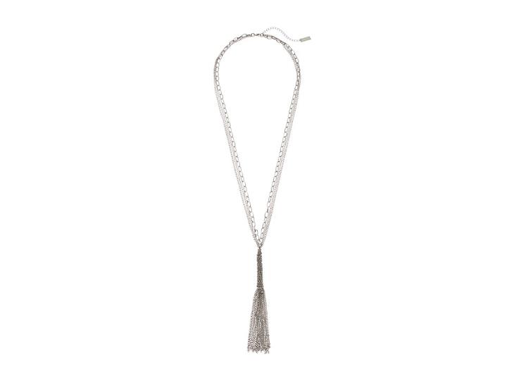Steve Madden Chain Tassel Necklace (silver) Necklace