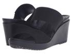 Crocs Leigh Ii 2-strap Wedge (black/black) Women's Wedge Shoes