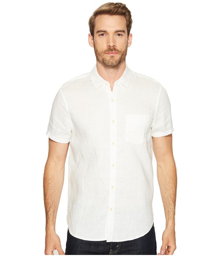 Lucky Brand Short Sleeve Linen Ballona Shirt (marshmallow) Men's Clothing