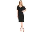 Maggy London Cold Shoulder Midi Sheath Dress W/ Flutter Sleeves (black) Women's Dress