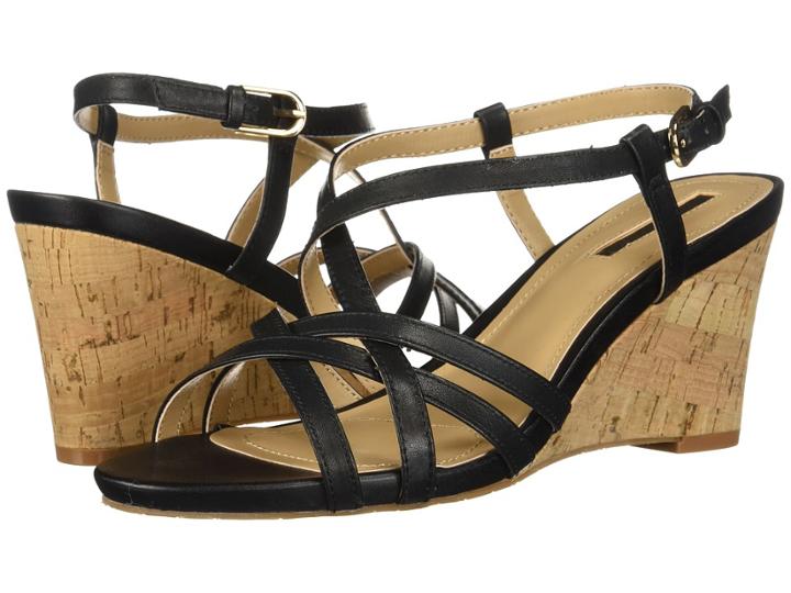 Tahari Future (black Vachetta Leather) Women's Wedge Shoes