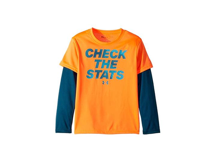 Under Armour Kids Check The Stats Slider (little Kids/big Kids) (magma Orange) Boy's Clothing