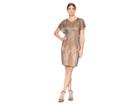 Adrianna Papell Beaded Short Dress (lead/nude) Women's Dress