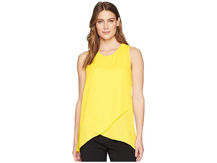 Karen Kane Asymmetric Side-drape Top (yellow) Women's Clothing