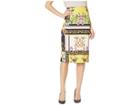 Eci Patchwork Status Print Scuba Skirt (black/yellow) Women's Skirt