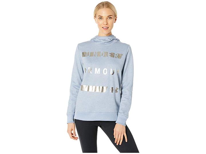 Under Armour Synthetic Fleece Pullover Wordmark (washed Blue/washed Blue/utility Blue) Women's Clothing