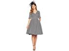 Unique Vintage 3/4 Sleeve Delores Swing Dress (black/white Houndstooth) Women's Dress