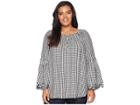 Karen Kane Plus Plus Size Gingham Bell Sleeve Top (check) Women's Clothing