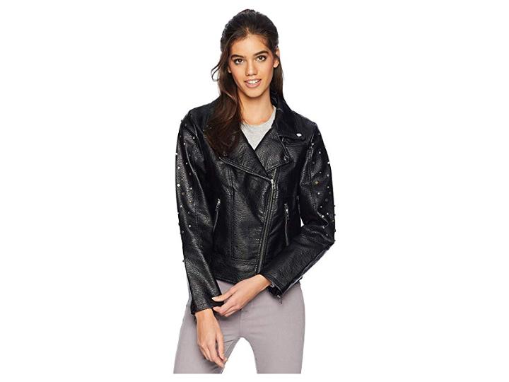 Members Only Pu Biker W/ Multi Studs (black) Women's Coat