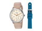 Timex Iq+ Move Leather Strap With Extra Silicone Strap (tan/cream/teal) Watches