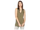 Bcbgeneration Back Lace-up Button Down Tank (dusty Olive) Women's Sleeveless