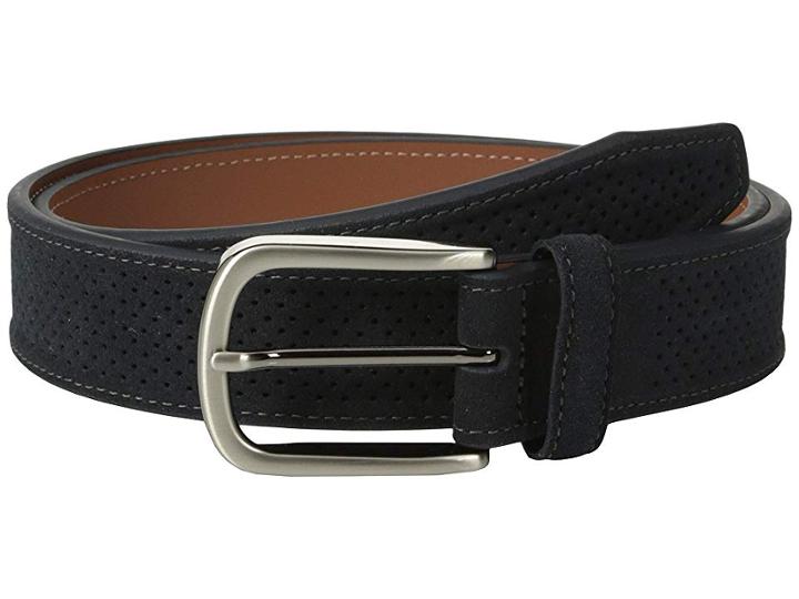 Johnston & Murphy Perforated Suede (navy) Men's Belts