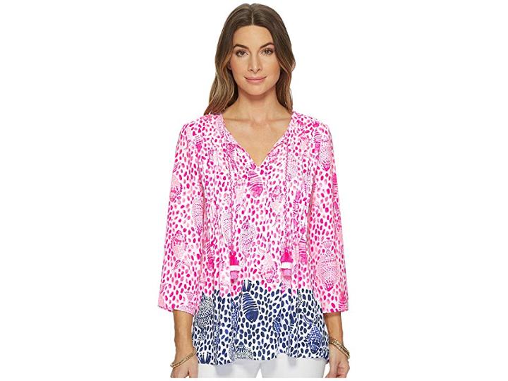 Lilly Pulitzer Marilina Top (raz Berry Heart And Sole Engineered) Women's Clothing