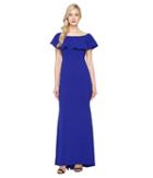Adrianna Papell Knit Crepe Flounce Bodice Gown (neptune) Women's Dress