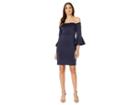 Betsey Johnson Off The Shoulder Bell Sleeve Dress (navy) Women's Dress