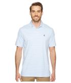 Polo Ralph Lauren Striped Pima Polo Short Sleeve Knit (white/austin Blue) Men's Clothing