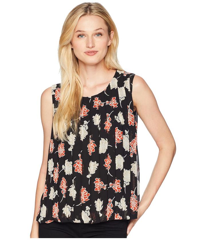 Calvin Klein Sleeveless Woven Pullover Top (khaki Multi) Women's Sleeveless