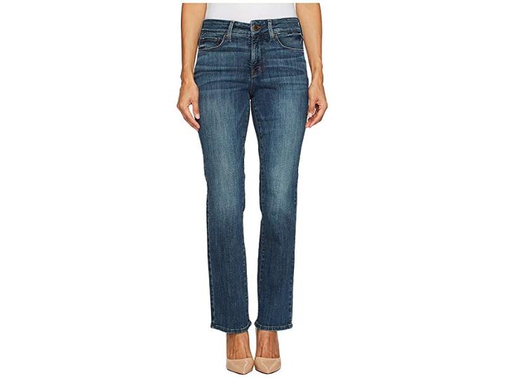 Nydj Petite Petite Marilyn Straight Jeans In Crosshatch Denim In Desert Gold (desert Gold) Women's Jeans