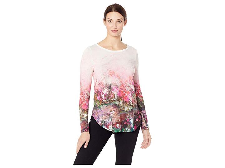 Karen Kane Long Sleeve Shirttail Tee (print) Women's T Shirt