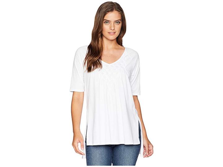 Mod-o-doc Supreme Jersey Diamond Pintuck Tunic (white) Women's Blouse