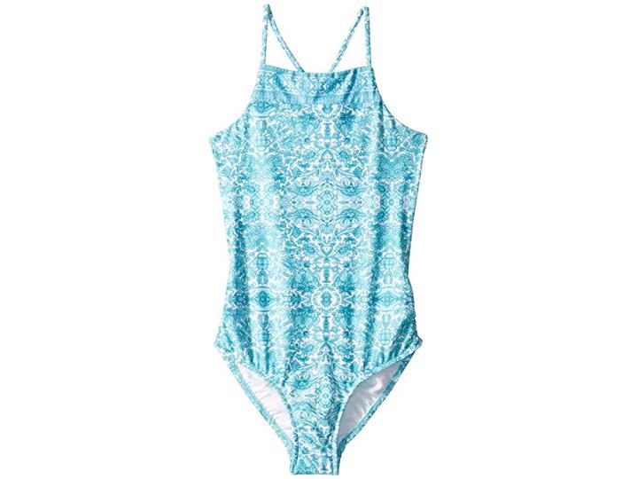 Seafolly Kids Ocean Tapestry Tank One-piece (little Kids/big Kids) (emerald Blue) Girl's Swimwear Sets