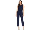 Tahari By Asl Sleeveless Crepe Jumpsuit With Tie Waist (navy) Women's Jumpsuit & Rompers One Piece