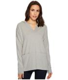 Mod-o-doc Soft As Cashmere Knit Boxy Pullover Hoodie (smoke Heather) Women's Sweatshirt