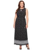 Michael Michael Kors Plus Size Nora Border Maxi Dress (black) Women's Dress