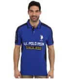 U.s. Polo Assn. Short Sleeve Multi Logo Pique Polo (cobalt Blue) Men's Short Sleeve Pullover