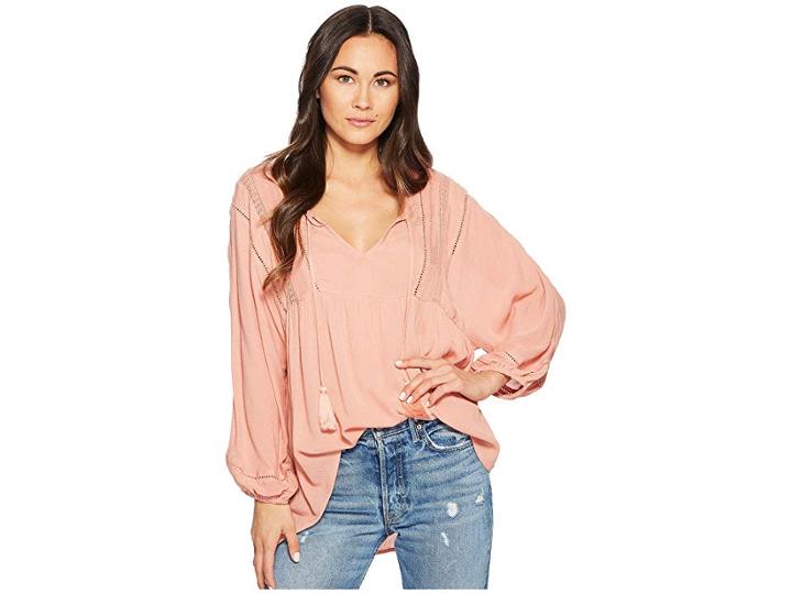 Amuse Society Cool Breeze Woven Top (desert Rose) Women's Clothing