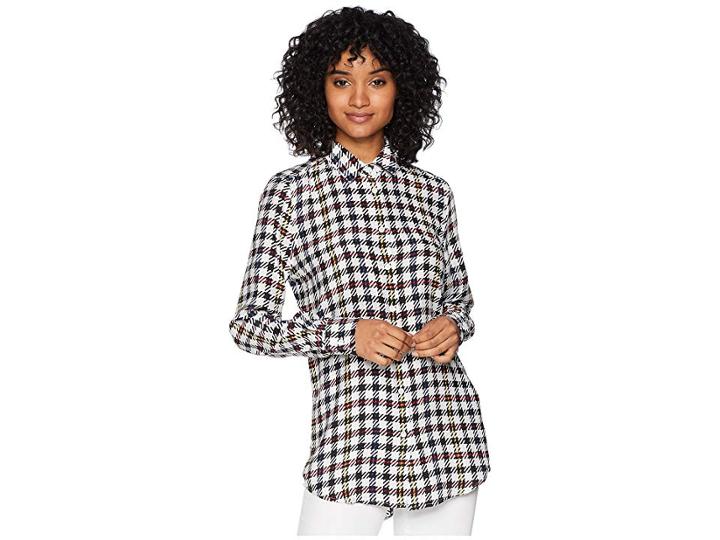 Equipment Essential (bright White Multi) Women's Long Sleeve Button Up