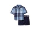 Ralph Lauren Baby Linen Plaid Shirt Shorts Set (infant) (blue Multi) Boy's Active Sets