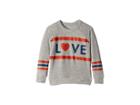 Chaser Kids Extra Soft Love Stripes Long Sleeve Pullover Sweater (toddler/little Kids) (heather Grey) Girl's Sweater