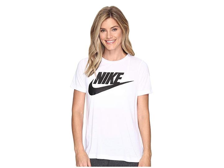 Nike Sportswear Essential Short Sleeve Top (white/white/black) Women's T Shirt