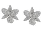 Nina Large Pave Orchid Clip Swarovski Crystals Earrings (rhodium/white) Earring