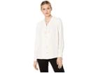 Anne Klein Long Sleeve V-neck Blouse With Bow (anna White) Women's Blouse