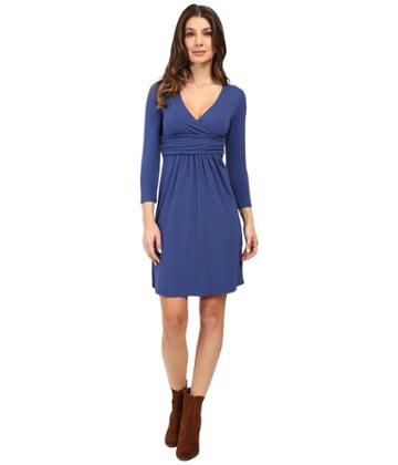 Mod-o-doc Cotton Modal Spandex Jersey Surplice Banded Empire Dress (bluestone) Women's Dress