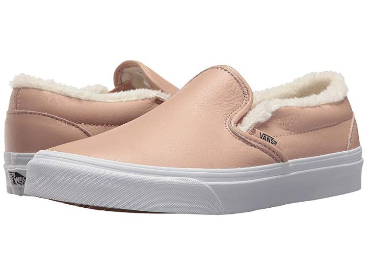 Vans Classic Slip-ontm ((leather) Mahogany Rose/true White) Skate Shoes