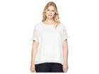 Calvin Klein Plus Plus Size Short Sleeve Lace Top (soft White) Women's Short Sleeve Pullover