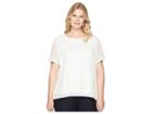 Calvin Klein Plus Plus Size Short Sleeve Lace Top (soft White) Women's Short Sleeve Pullover