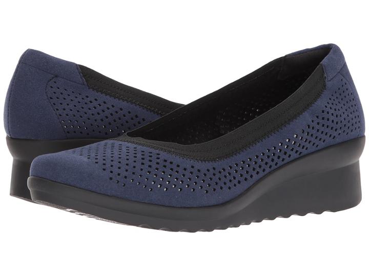 Clarks Caddell Trail (navy Textile) Women's Wedge Shoes