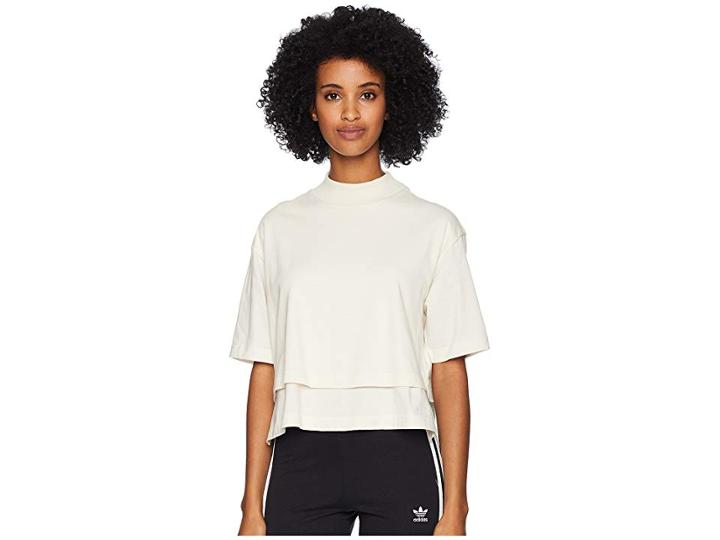 Adidas Y-3 By Yohji Yamamoto Stacked Logo Crop Short Sleeve Tee (champagne/black) Women's T Shirt