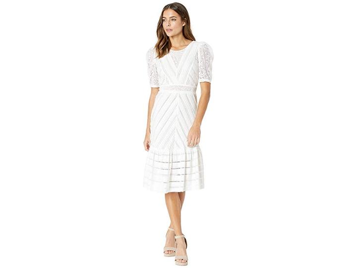 Bcbgmaxazria Round Neck Dress (off-white) Women's Dress