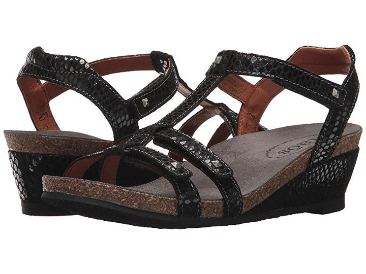 Taos Footwear Wanderer (black Reptile Embossed) Women's Sling Back Shoes