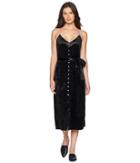 Juicy Couture Track Crushed Velour Slip Dress W/ Scarf (pitch Black) Women's Dress