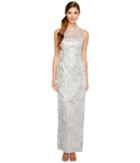 Tahari By Asl Sequin Embroidered Gown (silver) Women's Dress