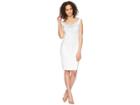 Calvin Klein Off Shoulder Embellished Scuba Sheath Dress Cd8m15lh (white) Women's Dress