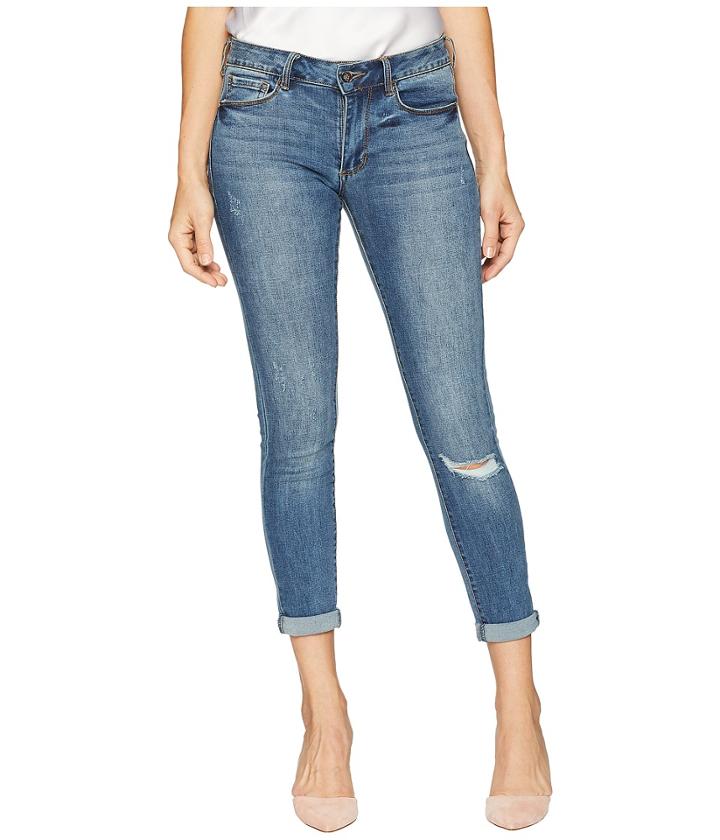 Bebe Heartbreaker Crop Skinny With Roll Cuff In Aged Indigo (aged Indigo) Women's Jeans